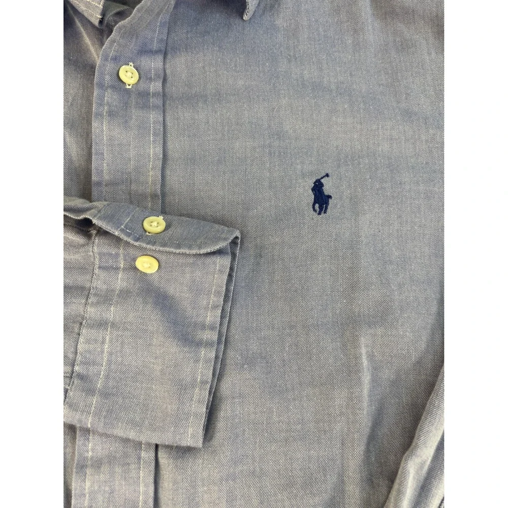 Polo Ralph Lauren Andrew Shirt Mens LG Blue Cotton Button‎ Down Long Sleeve